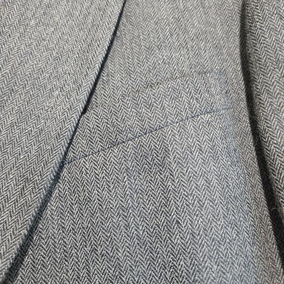 Lands End Men's 100% Lambswool Herringbone Blazer Sports Coat Sz 48L - Picture 4 of 13